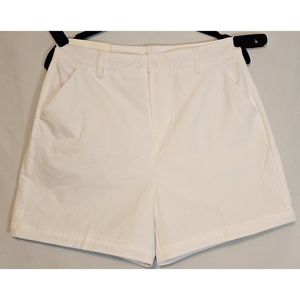 NWT Walter Hagen Women Golf Clubhouse Traditional White Seersucker Shorts Size 4